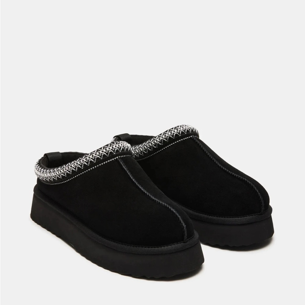 Steve Madden Black Mules with White Stitching